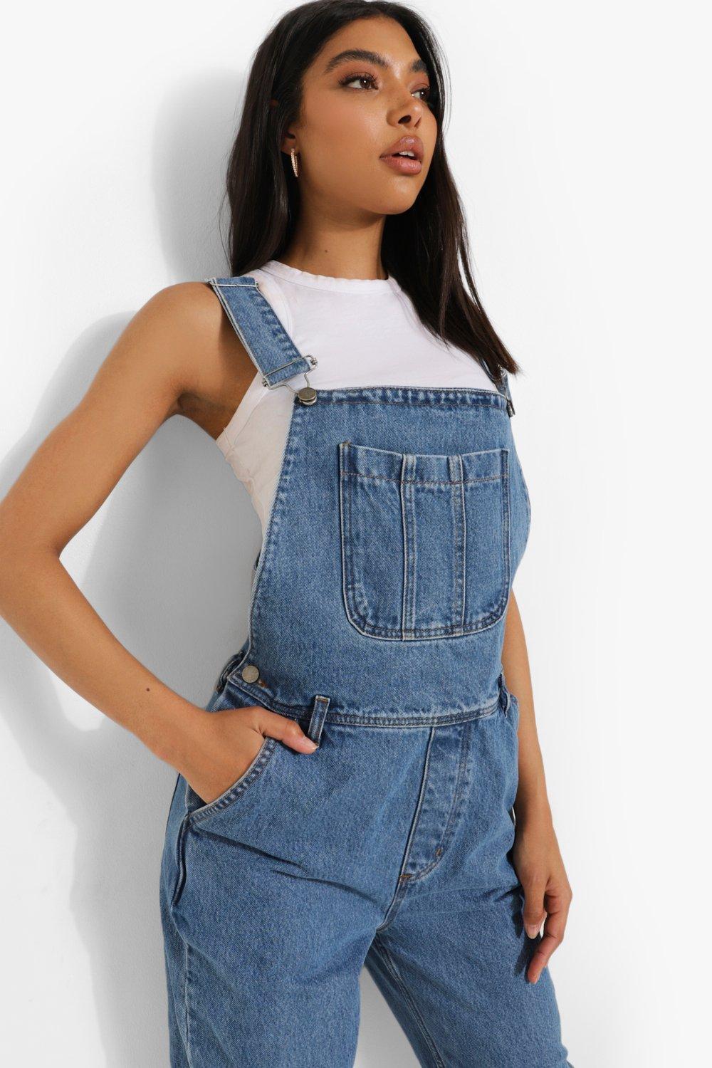 Tall Boyfriend Fit Denim Dungarees boohoo